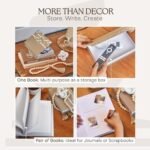 JULZEN Linen Decorative Books - Set of 3 Beige Fake Books for Coffee Table Decor & Storage, Plus Wood Knot & Bead Garland. - Image 5