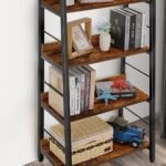 BATHWA 5-Tier Rustic Industrial Ladder Bookshelf, 59''H x 24''W, Ideal for Living Room, Bedroom, or Home Office. - Image 7