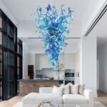 Modern Blown Glass Chandelier Pendant Light for Dining Room, Foyer, Bedroom, and Staircase (Blue-2, 28''L x 48''W) - Image 6