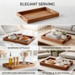 Krismax Rustic Brown Wooden Serving Tray with Handles - 15.7x11.4 Inch Decorative Platter for Coffee Tables. - Image 3