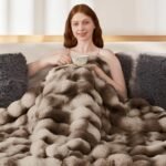 Touchat Luxury 1000GSM Rabbit Faux Fur Blanket – Cozy, Heavy, Reversible Brown Plush 60"x80" for Sofa & Bed. - Image 7