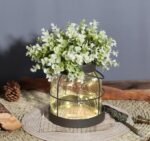 Dnnnii Vintage Glass Farmhouse Vase: Handmade Rustic Lantern Planter with Bonus Flowers & LED Lights, Perfect for Home Decor & Gifts. - Image 3