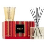 NEST New York Scented Classic Christmas Candle (8.1 oz) & Diffuser (5.9 fl oz) Set, Holiday - Reusable Glass Vessel - Vegan, Cruelty Free
