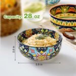 Meolibour Set of 6 Colorful 28 oz Ceramic Bowls – Perfect for Cereal, Salad, Pasta, and More! - Image 5