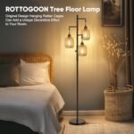 ROTTOGOON Dimmable Boho Floor Lamp - 3-Light Rustic Rattan Lamp for Living Room, Office & Bedroom, 68" Tall - Image 7