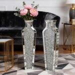 SHYFOY Crushed Diamond Floor Vase, 26.8" Tall Silver Mirror Vases for Modern Home Decor - Image 8