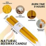 Aglary 16PCS Handmade 9" Beeswax Taper Candles, Dripless & Smokeless, 9-Hour Burn Time. - Image 2