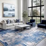 RELEANY 5'x7' Washable Area Rug: Non-Slip Modern Abstract in Blue, Gray, and Navy for Living Room/Bedding. - Image 3