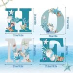 Set of 4 Coastal Beach Wall Decor Signs with Blue Starfish and Shell – Perfect Home Accent! - Image 2