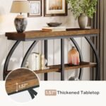 Tribesigns 41.3" Industrial Console Table | 3-Tier Entryway Table with Arched Metal Frame & Rustic Brown Storage Shelves - Image 7