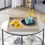 Champagne Faux Leather Serving Tray with Handles - 17x12" Decorative Tray for Living Room, Kitchen & Bathroom. - Image 7