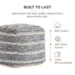 Anji Mountain Handmade Pouf Ottoman - Cozy Footrest for Living Room, Bedroom, or Nursery (20" x 20" x 20", Ivory & Blue) - Image 5