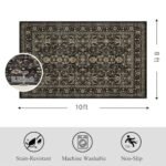 Ruaruarug Non-Slip Area Rug – Ultra Soft, Machine Washable for Living Room, Bedroom, Kitchen, Outdoor, Classroom – 8'×10', Black & Grey - Image 2