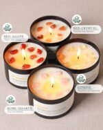 AOOVOO Crystal Energy Candle Set for Women - 4 Pack, 26 oz Soy Wax, 200-Hour Long-Lasting Scents. - Image 2