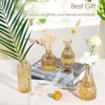 Set of 12 TBWIND Gold Amber Glass Bud Vases - Vintage Mini Vases for Flowers, Centerpieces, and Decor. - Image 5