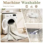 6x9 Washable Area Rug: Soft Neutral Abstract Non-Slip Low Pile Carpet for Living Room & More (Beige) - Image 3