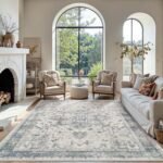 Rugxara 5x7 Washable Area Rug: Vintage Boho Light Blue, Non-Slip, Durable for High Traffic Spaces. - Image 3