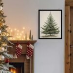 Vintage Christmas Tree Print - Rustic Winter Art, 8x10" Framed Botanical Holiday Decor - Image 4