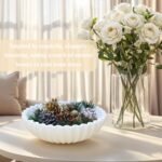 Iemegumi 10" White Decorative Bowl - Scalloped Centerpiece for Fruits, Candy & Home Decor - Image 3