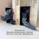 Gothic Dragon Bookends for Fantasy Lovers - Black Resin Shelf Holders (10"x6.1"x4.9") - Image 7