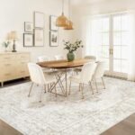 Washable 8x10 Vintage Boho Area Rug for Living Room, Bedroom, Dining, & Office - Non-Slip, Low Pile (Beige). - Image 7