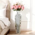 SHYFOY Crushed Diamond Floor Vase, 26.8" Tall Silver Mirror Vases for Modern Home Decor - Image 4