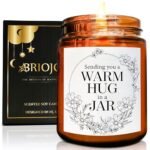 Briojoy Sending You Warm Hug in a Jar Candle - Friendship Gifts for Women Men Best Friend - Relaxing Gift for Her Him - Natural Soy Candle for Home - Sea Salt Jasmine Scented Candles for Stress Relief