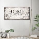 Large Dark Brown "Home Sweet Home" Wall Art Sign – Rustic Wooden Canvas Decor for Living Room, 20" x 40". - Image 5