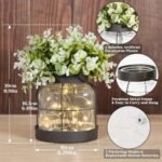 Dnnnii Vintage Glass Farmhouse Vase: Handmade Rustic Lantern Planter with Bonus Flowers & LED Lights, Perfect for Home Decor & Gifts. - Image 2