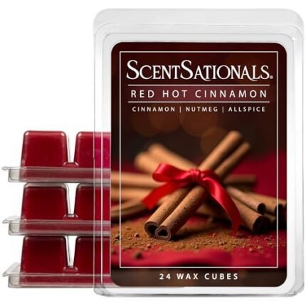Scentsationals Wax Melts, Wax Cubes Strong Scent - Cozy Treats Collection Red Hot Cinnamon - Long Lasting Scented Wax Melts for Warmer, 10oz (24-Cubes)