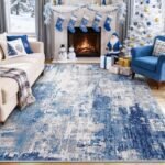 RELEANY 5'x7' Washable Area Rug: Non-Slip Modern Abstract in Blue, Gray, and Navy for Living Room/Bedding. - Image 2