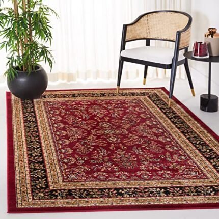 SAFAVIEH Area Rug 6x9 - Lyndhurst Collection - Red & Black, Traditional Oriental Design, Non-Shedding & Easy to Clean, Ideal for Living Room, Bedroom, Dining Space (LNH331B)