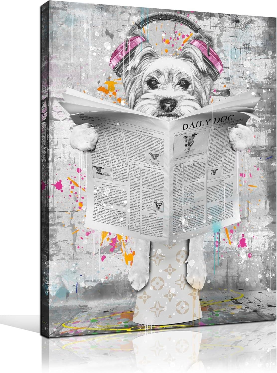 We Review: ENTANUB's Hilarious Dog Bathroom Canvas Art
