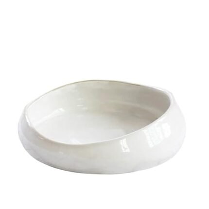 LOUIE SILNA Decorative Bowl Free-Form Rim Glazed Ceramic Fruit Bowl for Kitchen Counter Ceramic Dining Room Table Centerpiecekey Bowl for Entryway Table|Dishwasher & Microwave Safe