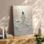 Abstract Jesus Walking on Water Canvas Art | Christian Spiritual Wall Decor | 16x24in Modern Religious Print for Living Room, Bedroom, Church - Image 2