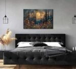 Full Moon Forest Canvas Art: Pine Trees, Mountains, and Wildflowers for Home Decor - Image 4