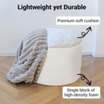 DAWNYIELD Luxury Round Faux Fur Pouf Ottoman, 20"x15", Removable Cover, Gray Shaggy Stool for Living Room or Bedroom. - Image 4