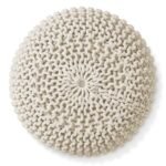 Casafield Round Natural Pouf Ottoman – 20" Dia x 14.5" H Cotton Knit Foot Stool - Boho Accent for Living Room, Bedroom, Home Office - Image 5