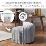 DAWNYIELD Luxury Round Faux Fur Pouf Ottoman, 20"x15", Removable Cover, Gray Shaggy Stool for Living Room or Bedroom. - Image 8