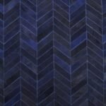 Genuine Leather Cowhide Rug, 9.9x14 ft Blue Chevron, Luxury Modern Area Rug for Living Room & Bedroom. - Image 7
