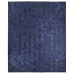 ELYSSIA DECOR HOME Genuine Leather Cowhide Rug, 9.9x14 ft Blue Chevron Pattern, Modern Area Rug for Living Room, Luxury Vintage Rugs for Bedroom, Dining Room, Hallway and Entryway Leather Carpet